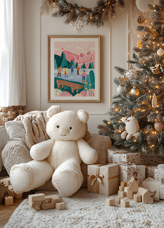 Pôster de patinação no gelo de pessoas