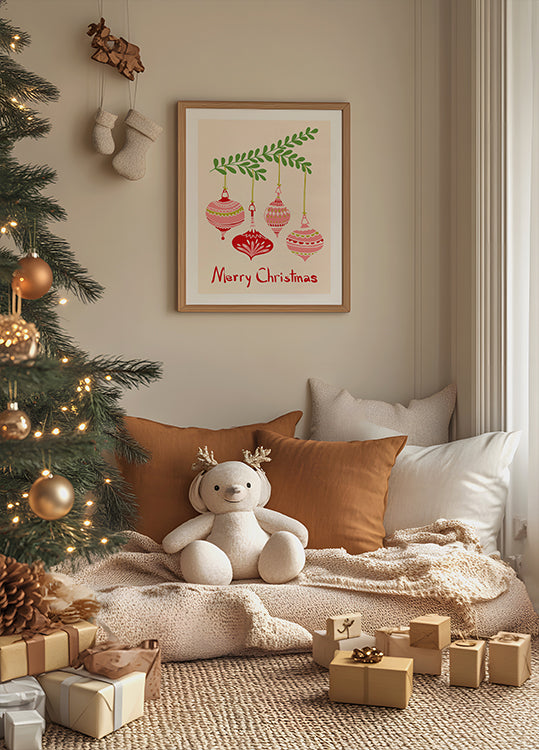 Póster Pequenos enfeites de Natal alegres