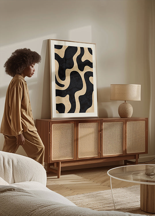 Pôster de formas abstratas orgânicas