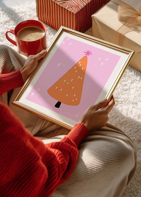 Póster Orange Tree com rosa e estrelas