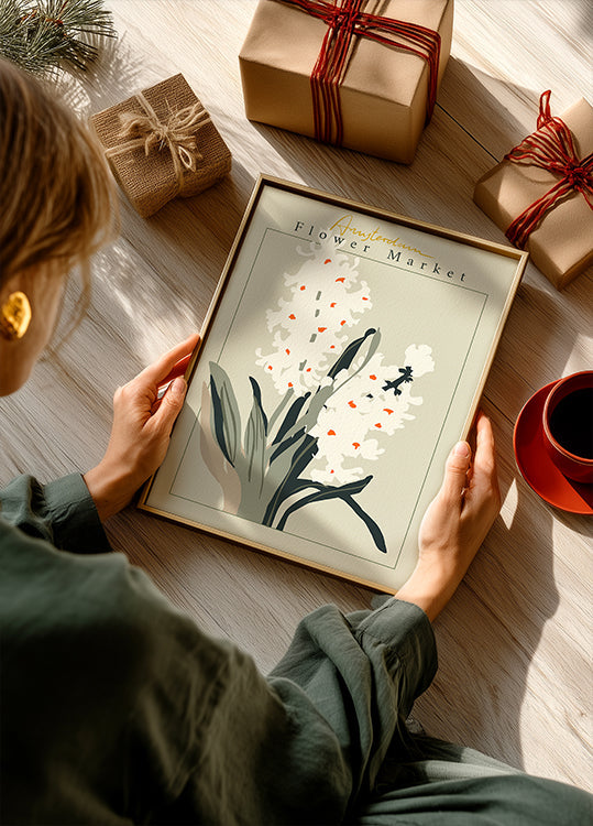 Póster Jacinto de Amsterdã do mercado de flores