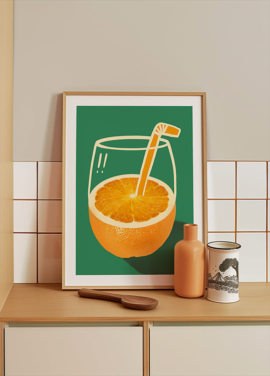 Poster Laranja Vibrante Inteligentemente Ilustrado
