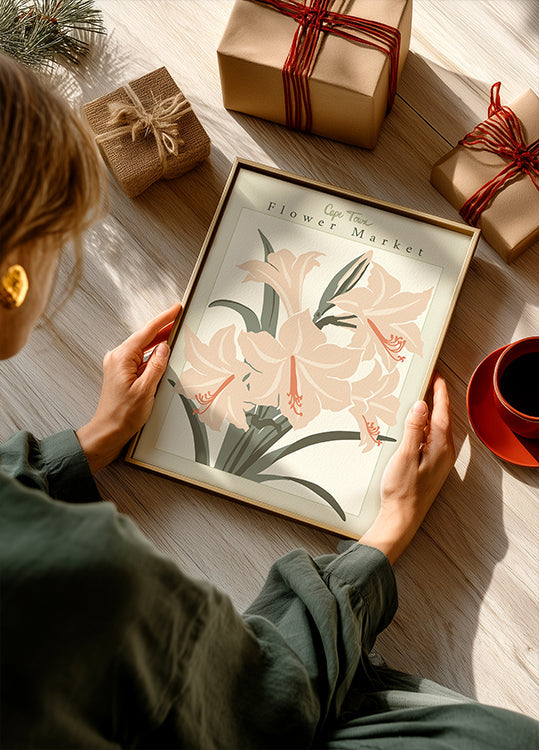 Póster Amaryllis da cidade do tampão de mercado da flor