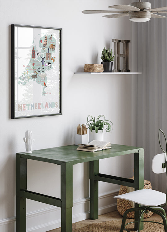 Pôster Ilustração da Holanda pela artista Carla Daly