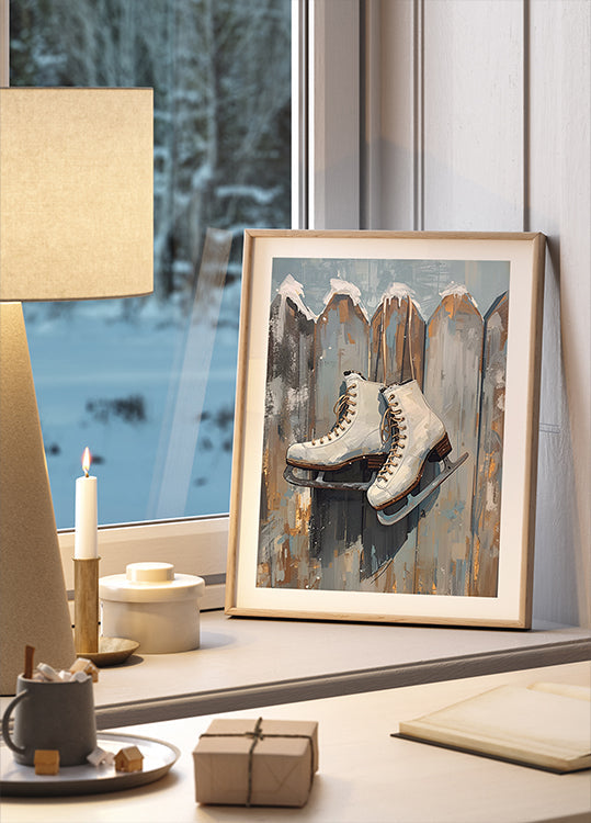 Póster Schlittschuhe am Zaun