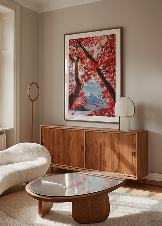 Póster Mt.fuji está nas folhas de outono