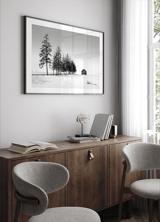 Um pôster de dia ensolarado de inverno