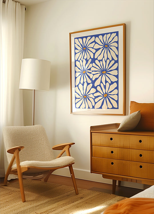 Pôster Azul Floral Ensolarado