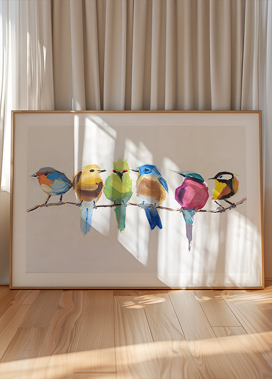 Póster Pássaros em um galho