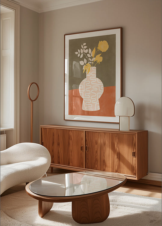 Póster Vaso estilizado com padrões brancos