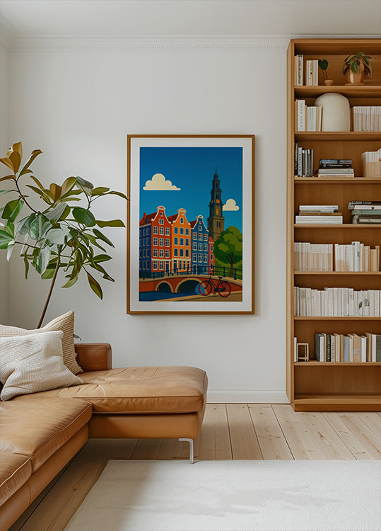 Poster Canal e bicicleta de Amsterdã