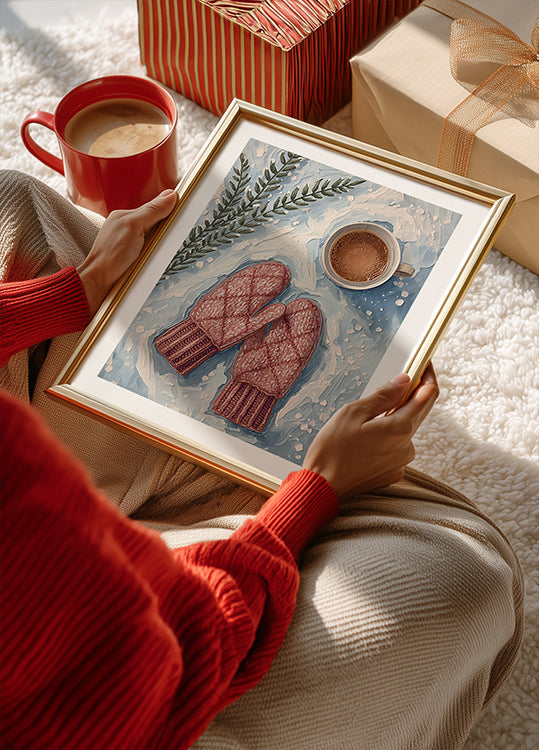 Pôster Handschuhe im Schnee mit Kakao