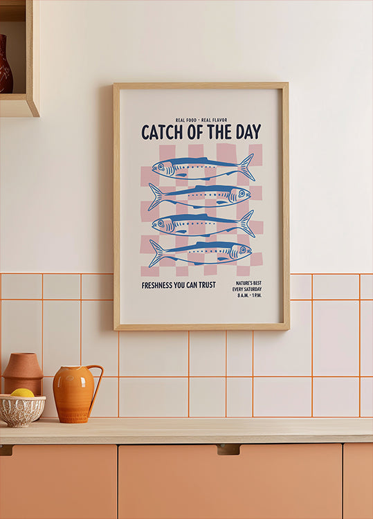 Farmers Market Sardines Blue Plakat - Posterbox