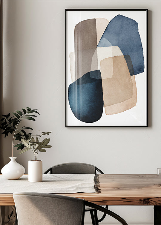 Pôster Blocos Marrons Azuis