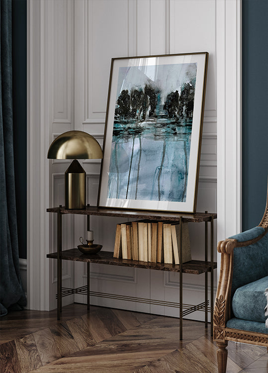 Póster Árvores refletidas na água