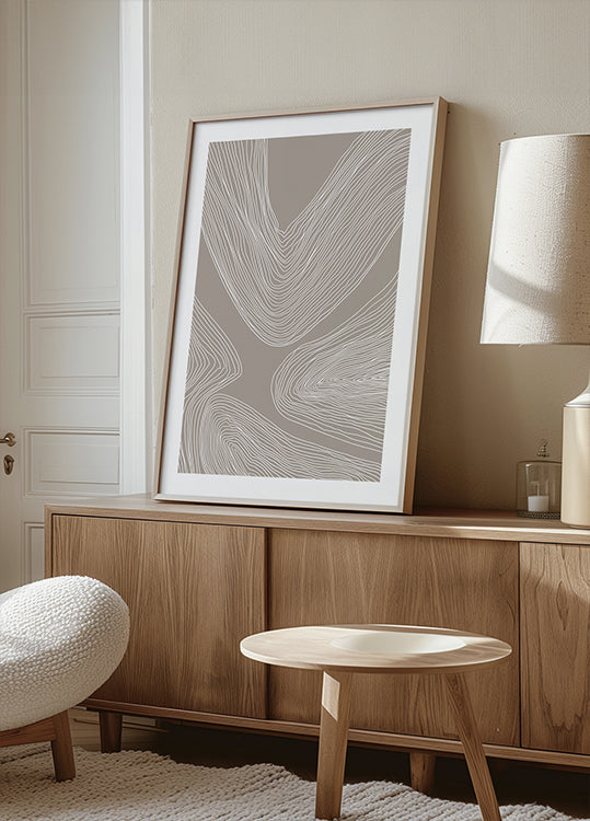 Pôster de arte em linha de contornos fluidos