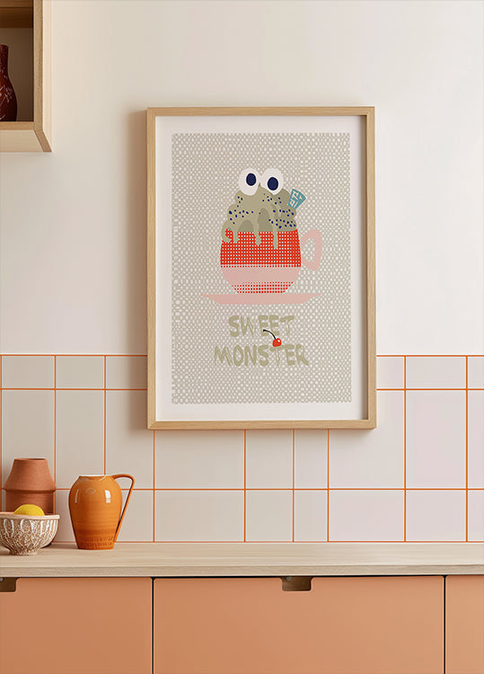 Póster Sweet monster cupcake vermelho