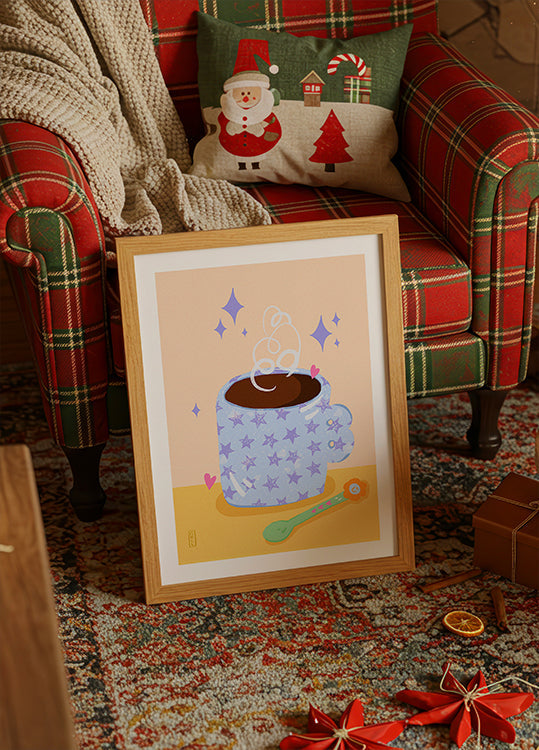 Pôster Ilustração retrô da hora do café