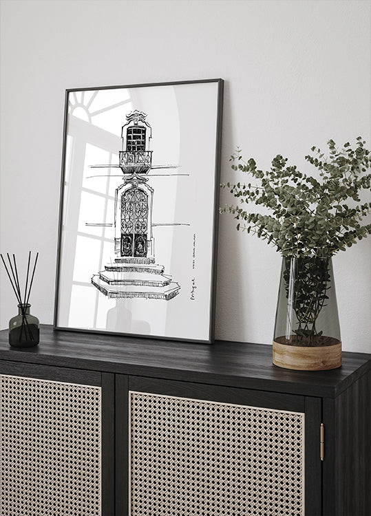 Pôster Desenho da Cidade dos Portais de Portugal