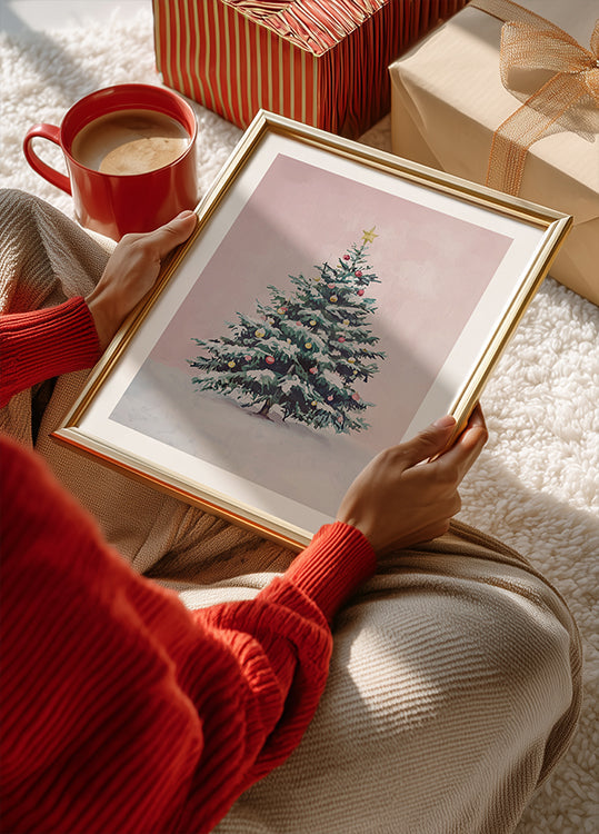 Póster Árvore de Natal coberta de neve