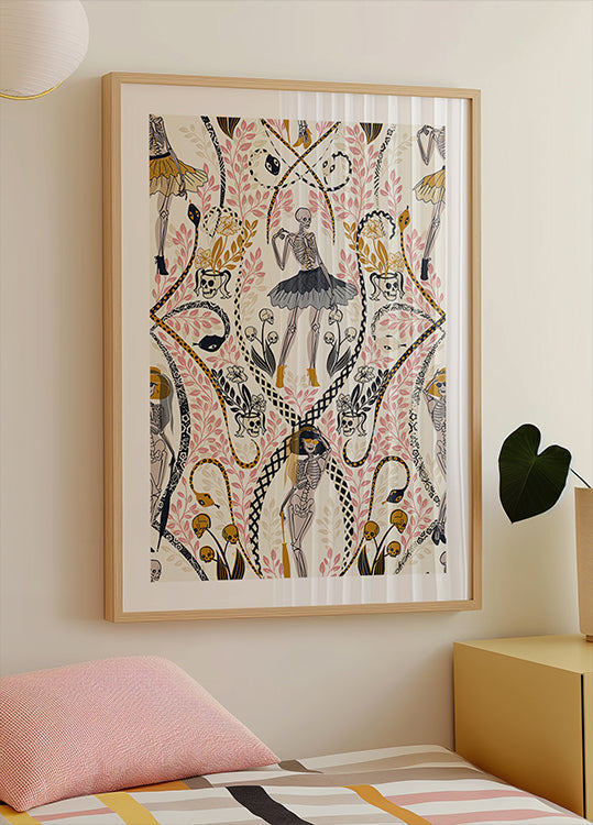 Póster Padrão branco antigo fashionista gótico