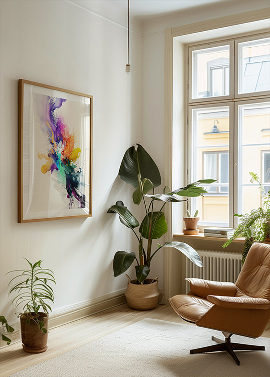 Póster de explosão de cores vibrantes