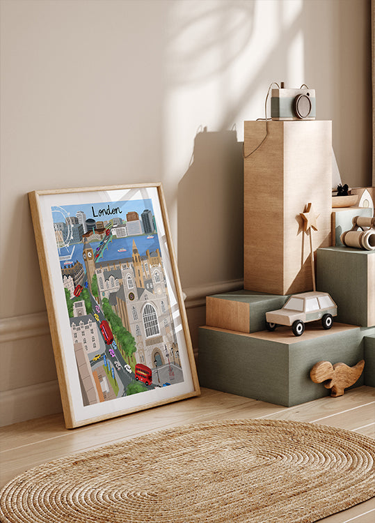 Pôster Cidade de Londres com vista para o Rio Tâmisa e Big Ben pela artista Carla Daly