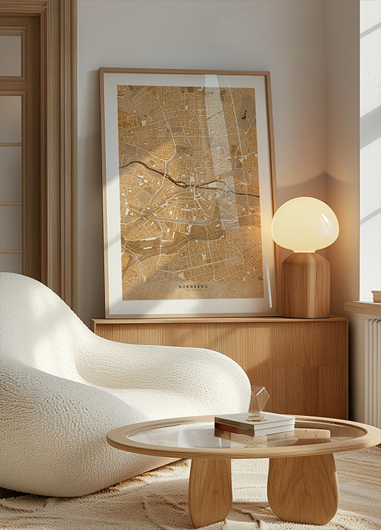 Mapa vintage sépia de Nuremberg no centro da Alemanha (NOVO)