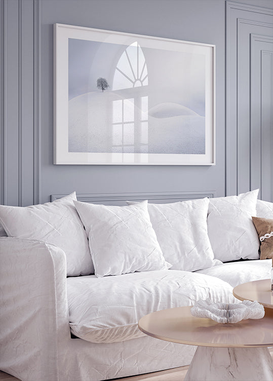 Póster Árvore solitária nas dunas do inverno