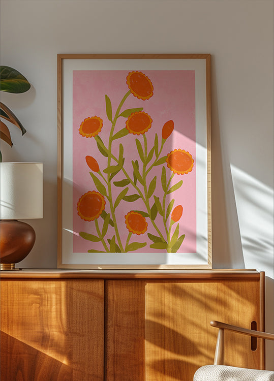 Poster Flores Laranja Vibrantes