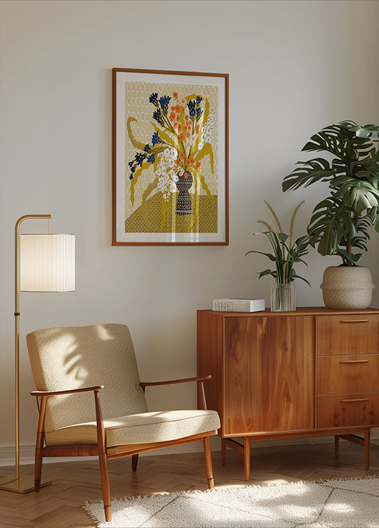 Póster Floral Contemporâneo Ainda Vida Mostarda Amarela