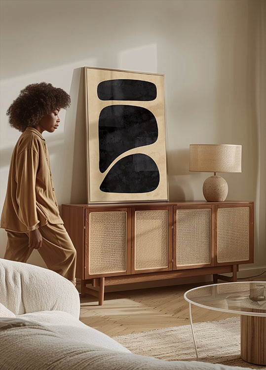 Pôster de formas pretas mínimas