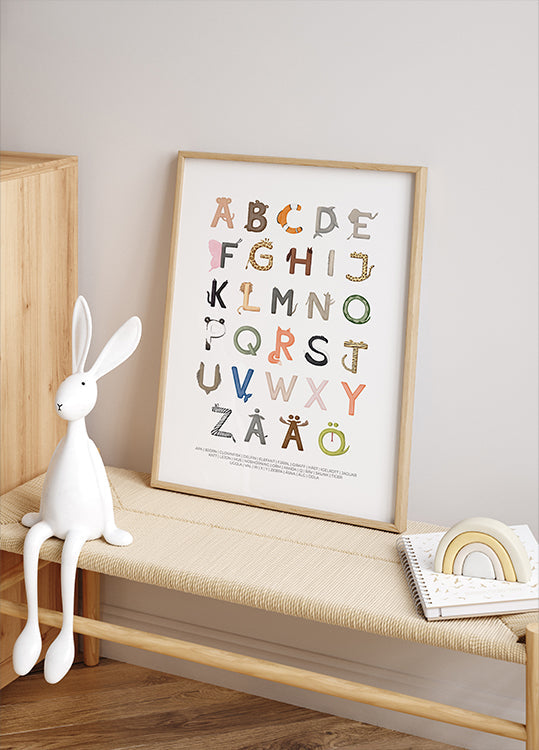 Pôster de letras de animais