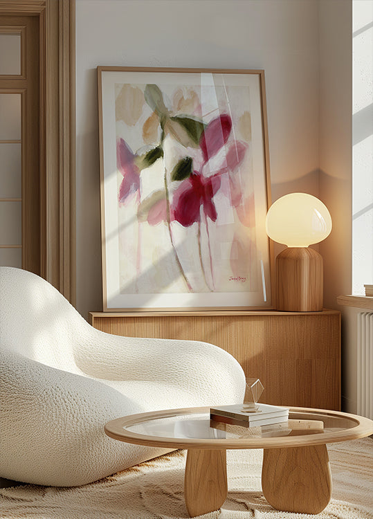 Póster Botânico em Violeta e Dourado