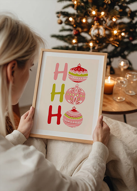 Póster HoHoHo Pequena Ilustração de Natal Alegre