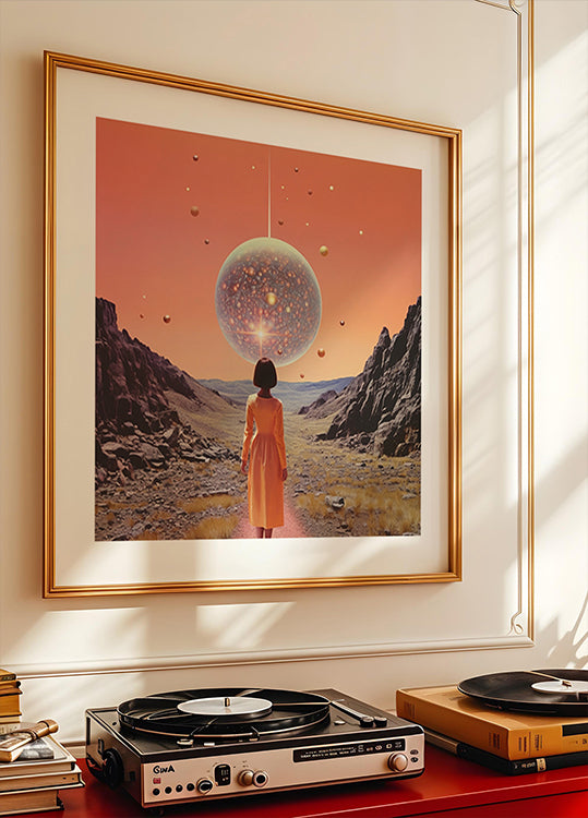 Um pôster de arte de colagem de discoteca espacial