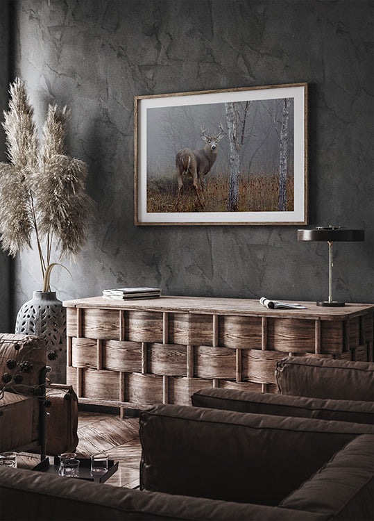 Póster Fanfarrão de cauda branca - Na névoa do outono