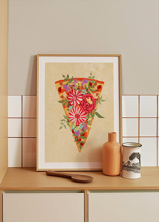 Fatia de pizza de flores
