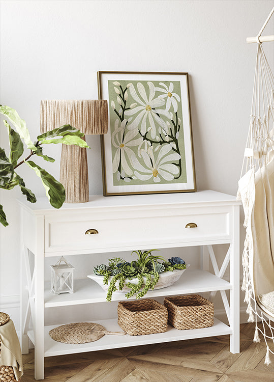 Póster Star Magnolia Florals no fundo Sage