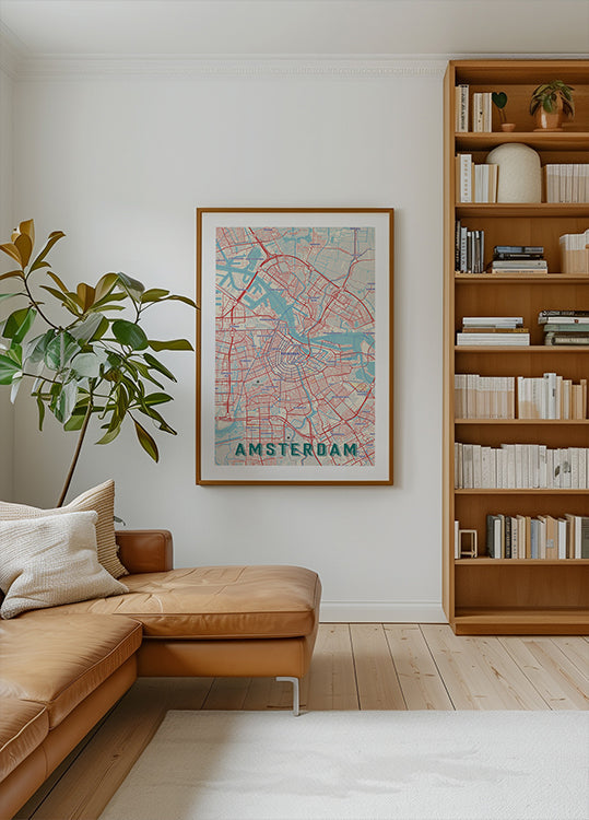 Poster Retro Mapa Amsterdão