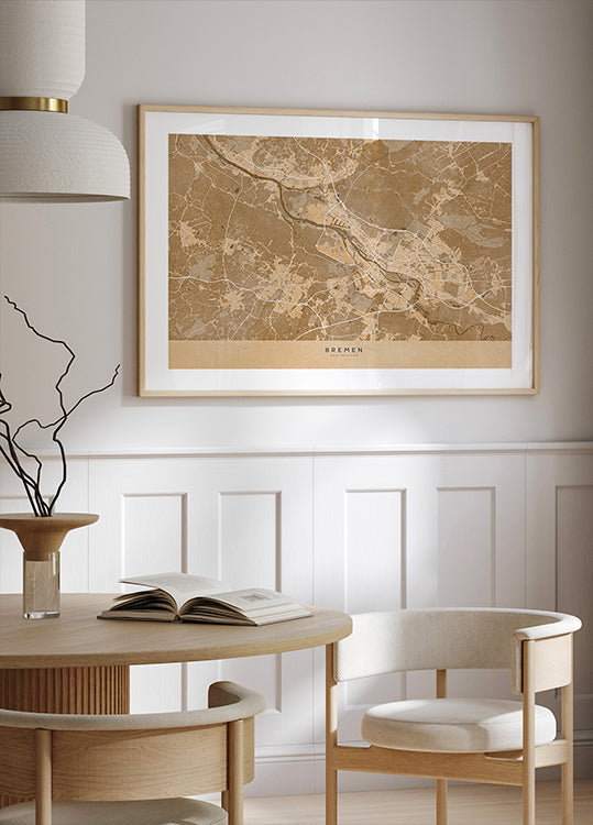 Mapa vintage sépia de Bremen Alemanha (NOVO)