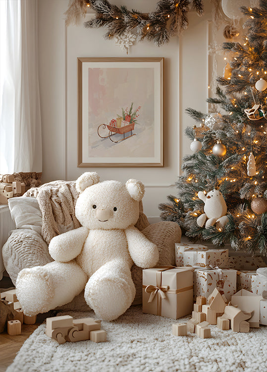 Póster Schlitten mit Geschenken