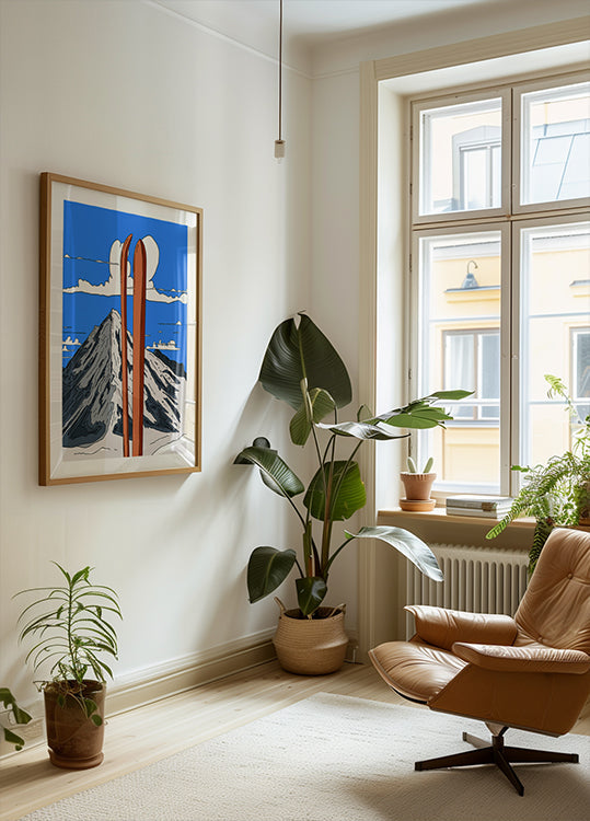 Um pôster maravilhoso de férias de esqui