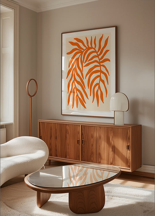 Póster Ramo Texturizado Silhueta Laranja