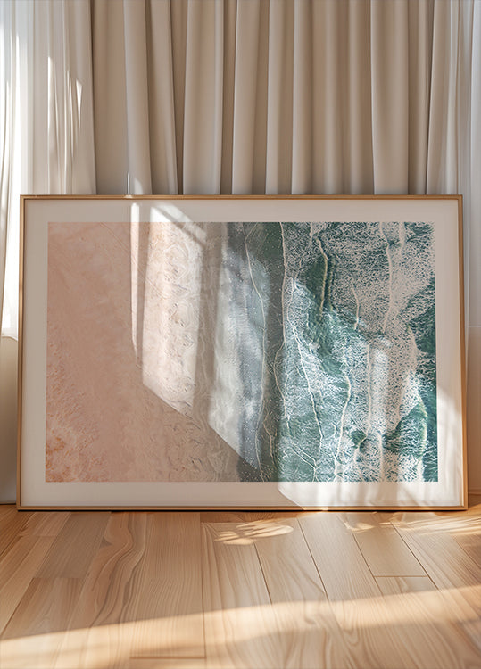 Pôster costeiro rosa e azul