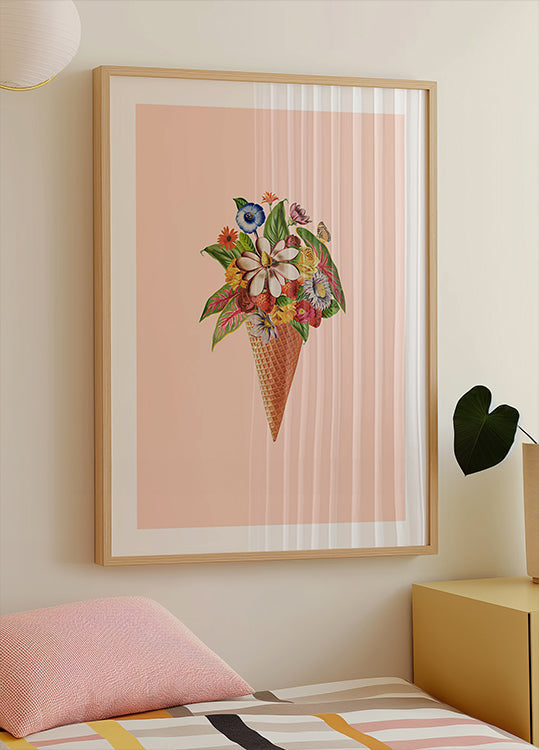 Póster Botanical pink ice cream