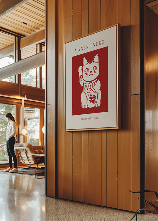 Maneki-Neko Gato Vermelho