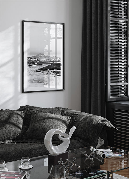 Póster Frozen River Islândia b&w