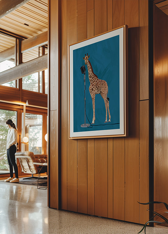 Pôster Girafa Microfone Rosa 2 01