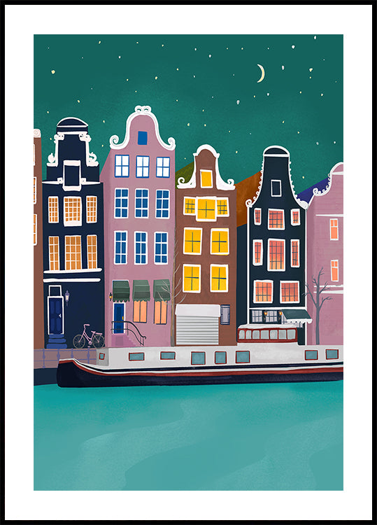 Amsterdam by night Plakat - Posterbox